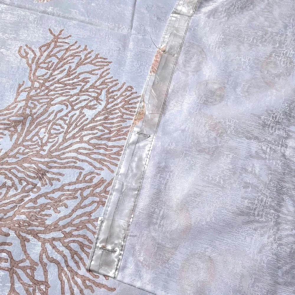 Coastal Coral Seashell Cloth Shower Curtain 69x70 White Peach - Whole Home Brand
